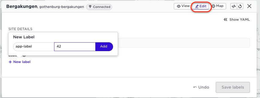 Application owner edits labels