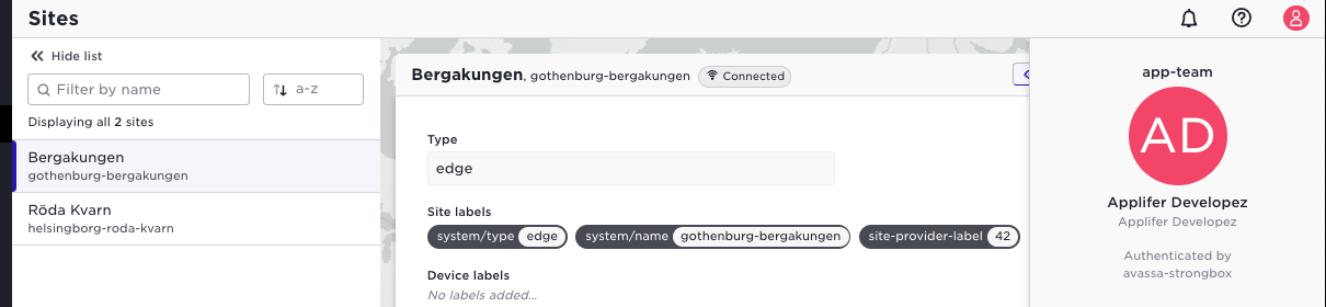 Application onwer labels header