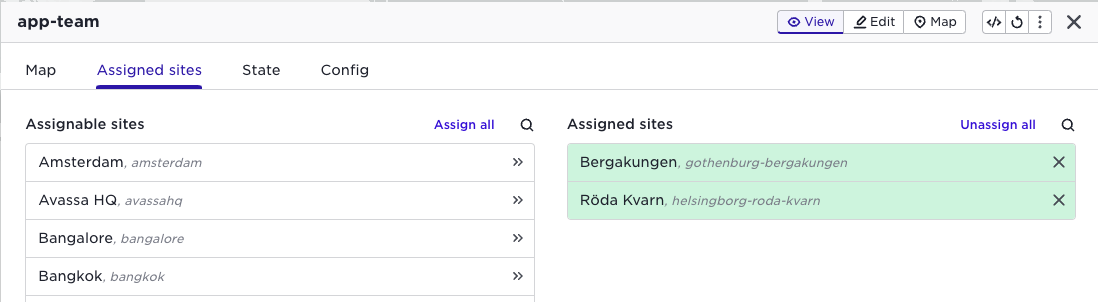 Assign sites