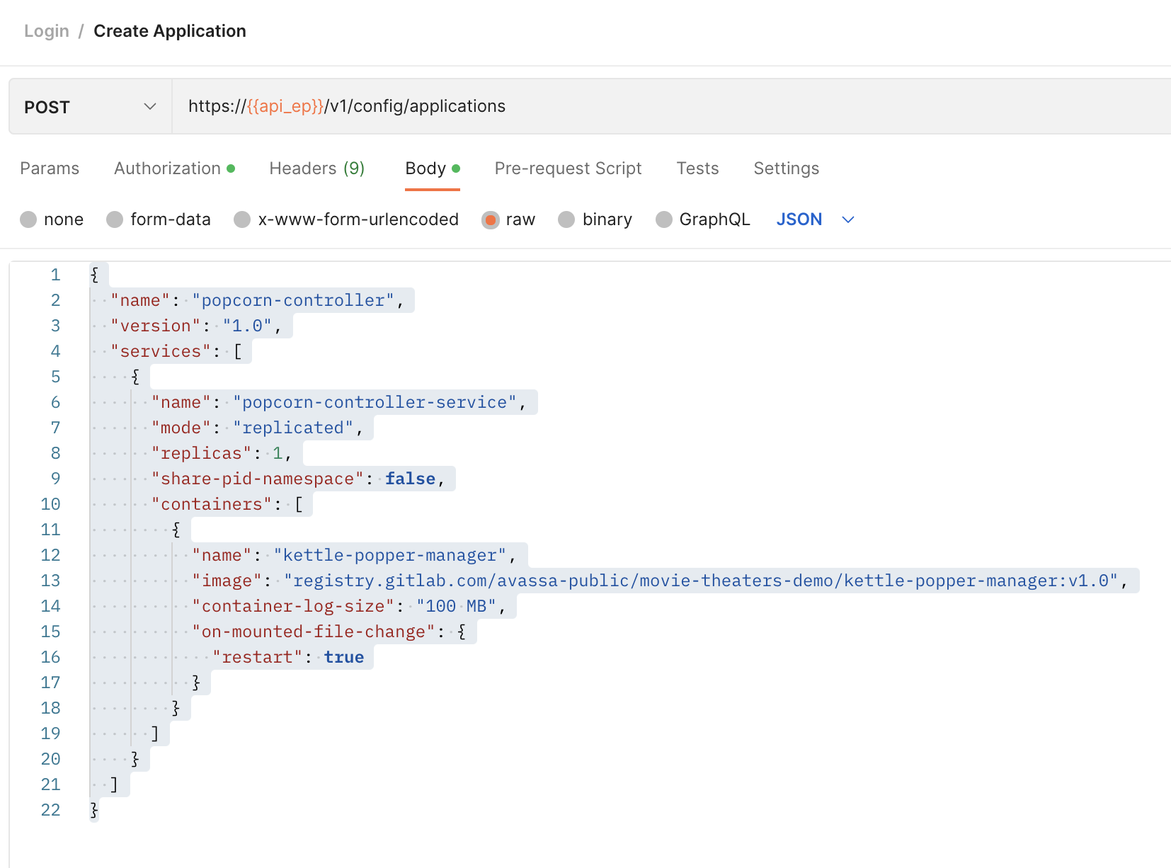 create application