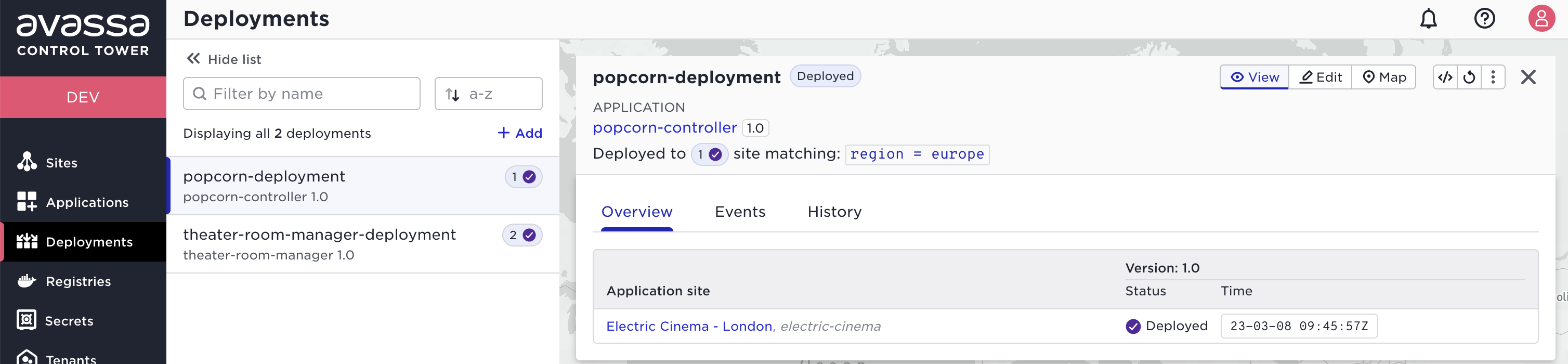 Deploy status