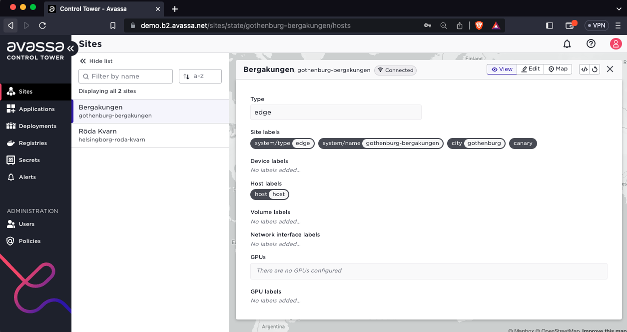 App owner site view
