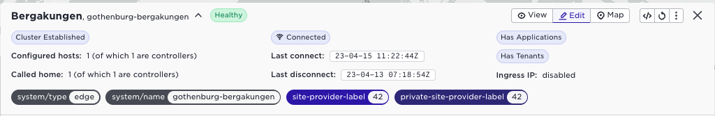 Site header with labels