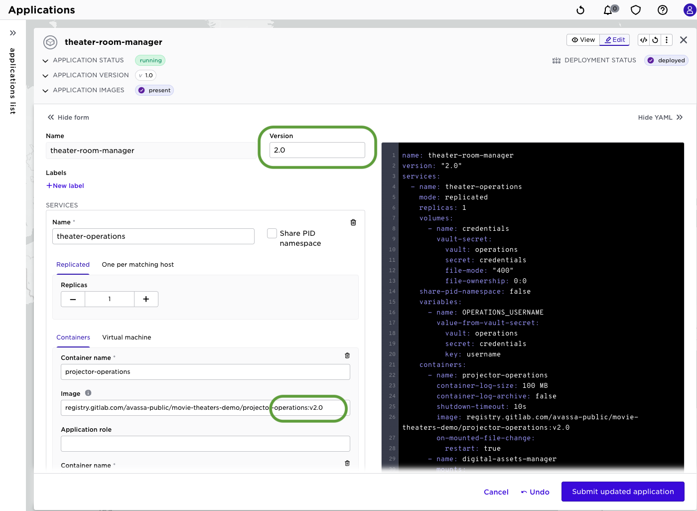 Update container version