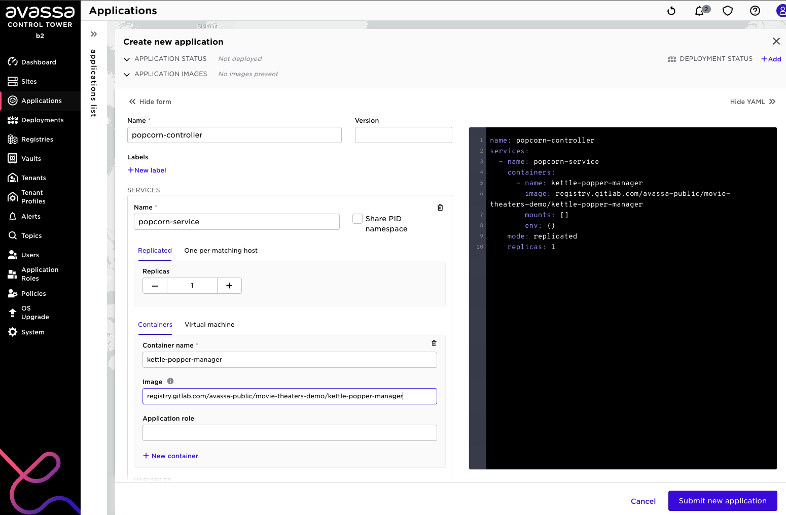 Register new application