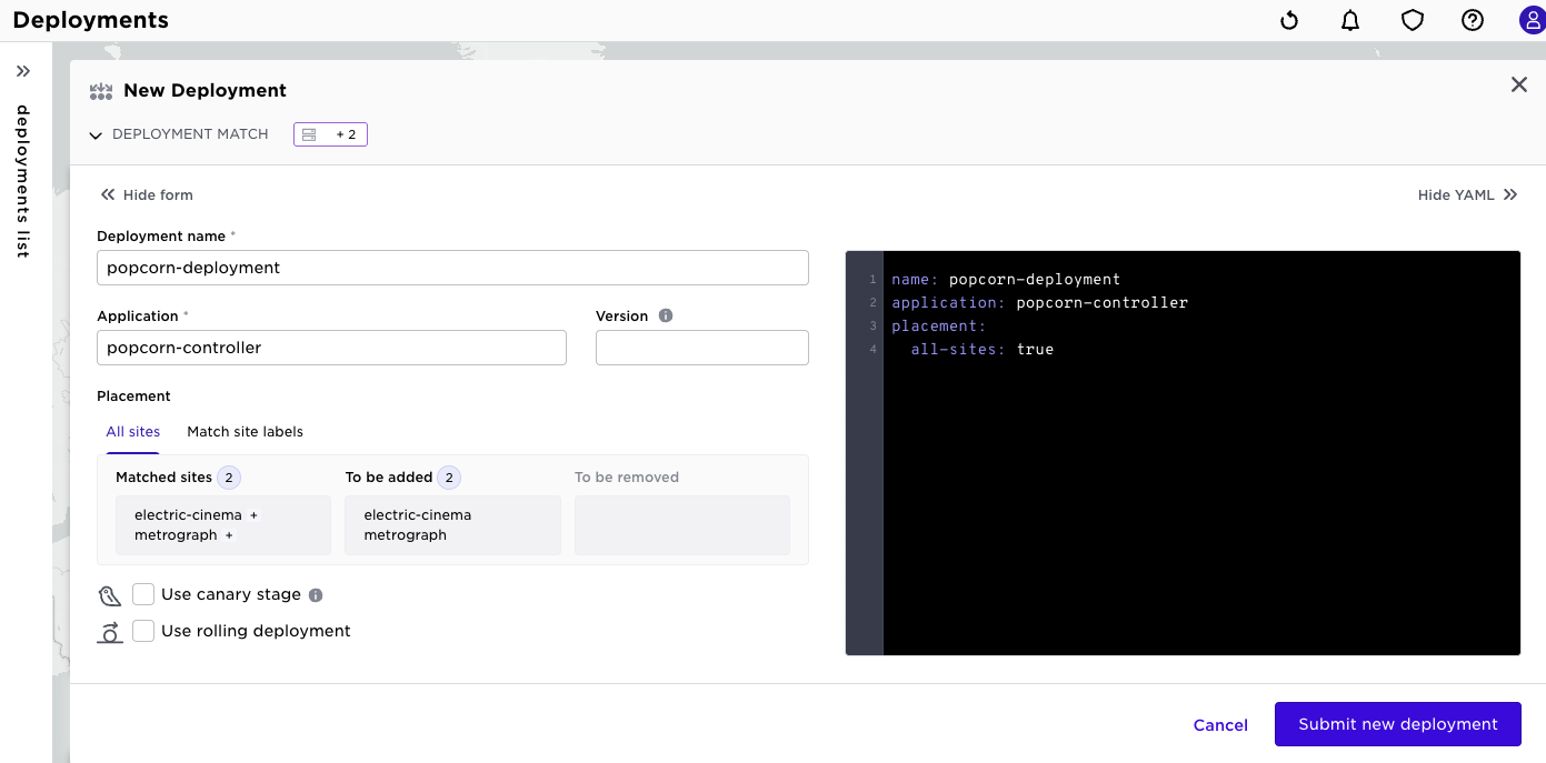 Register new deployment
