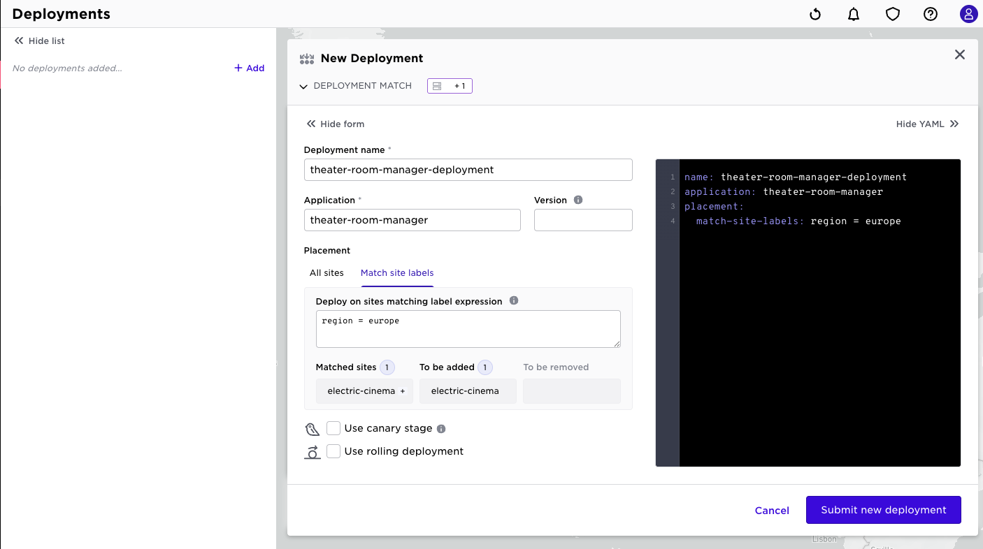 Register new deployment