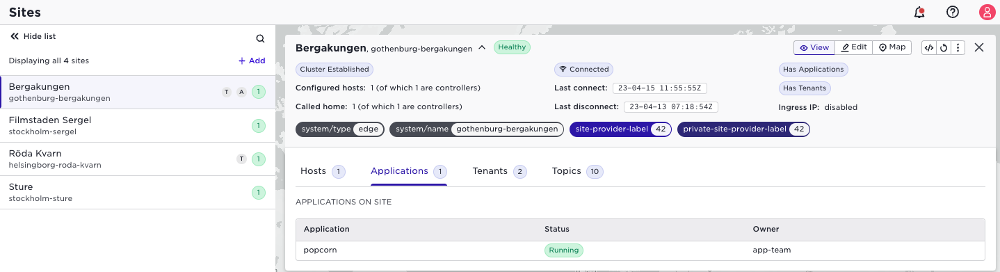 Tenant application view
