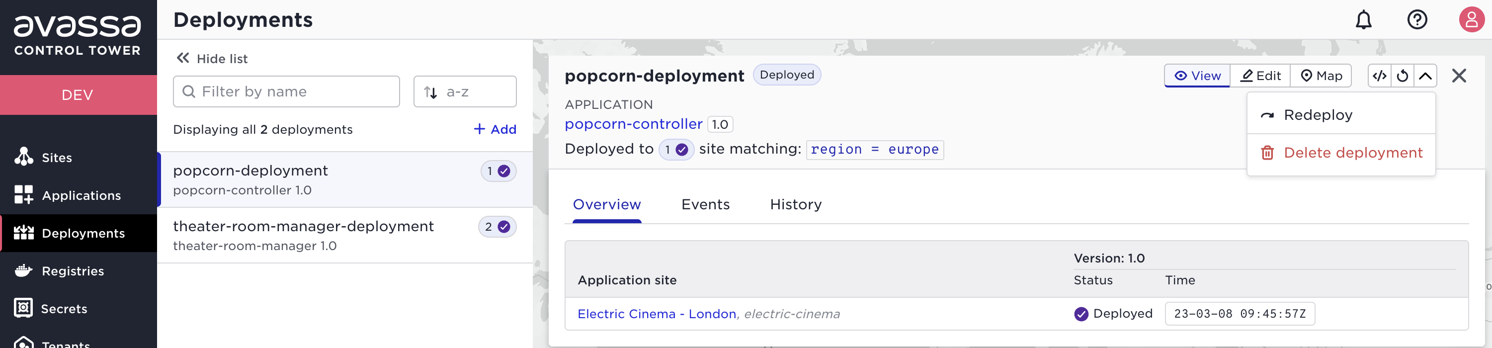 Undeploy application